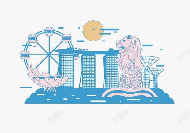 新加坡png免抠素材_新图网 https://ixintu.com 扁平化 清新 简约