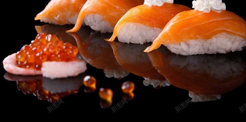 黑色简约日式料理PSD分层H5背景psd设计背景_新图网 https://ixintu.com H5 PSD分层 三文鱼 三文鱼手握 几何 寿司 日式料理 日料 简约 美食 背景素材 黑色
