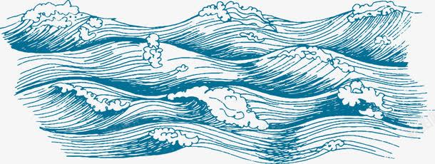 海水png免抠素材_新图网 https://ixintu.com 手绘海水 水纹 海浪 线条海水 蓝色