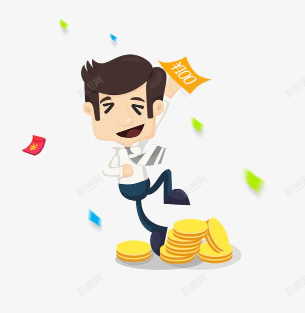 卡通激情财富人物png免抠素材_新图网 https://ixintu.com 代金卷 双11狂欢 红包 金币
