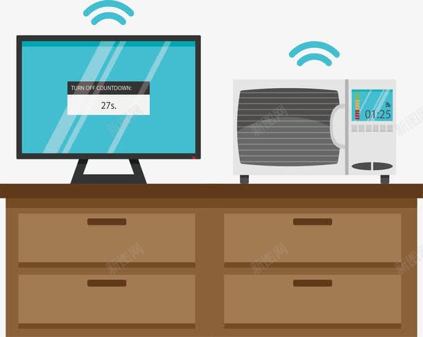 智能家用电器png免抠素材_新图网 https://ixintu.com 人工智能 微波炉 智慧家居 电视机 矢量png 高科技