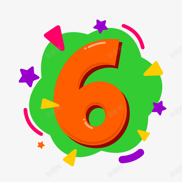 数字6手绘创意图矢量图eps免抠素材_新图网 https://ixintu.com 免抠图PNG 创意 彩色 数字6手绘 艺术 矢量图