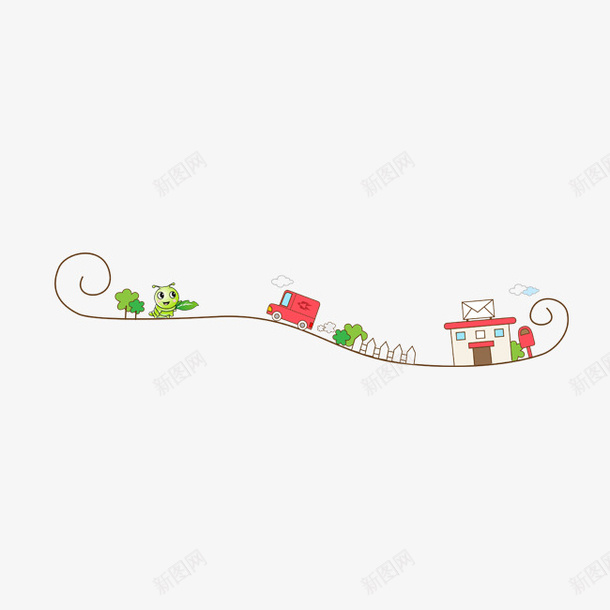 文艺卡通花边psd免抠素材_新图网 https://ixintu.com 分割线 创意 卡通花纹边 彩色 文艺 线条 花边