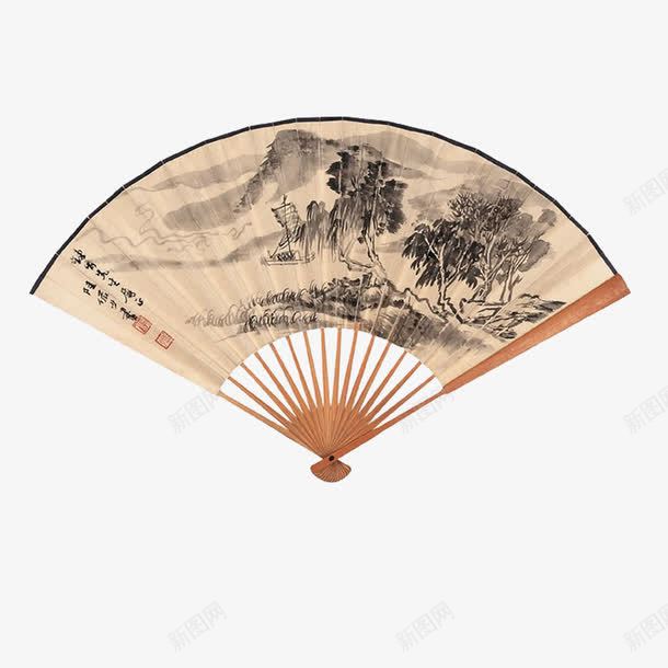 古典山水风景折扇png免抠素材_新图网 https://ixintu.com 古典 山水风景 扇子 手绘工笔画折扇 折扇 简笔山水画