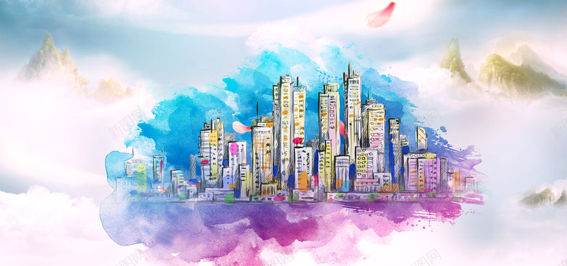 水墨背景抽象城市建筑海报背景jpg设计背景_新图网 https://ixintu.com 城市 天空 山 建筑物 彩色水墨 抽象城市建筑 文艺 水墨背景 海报背景 花瓣