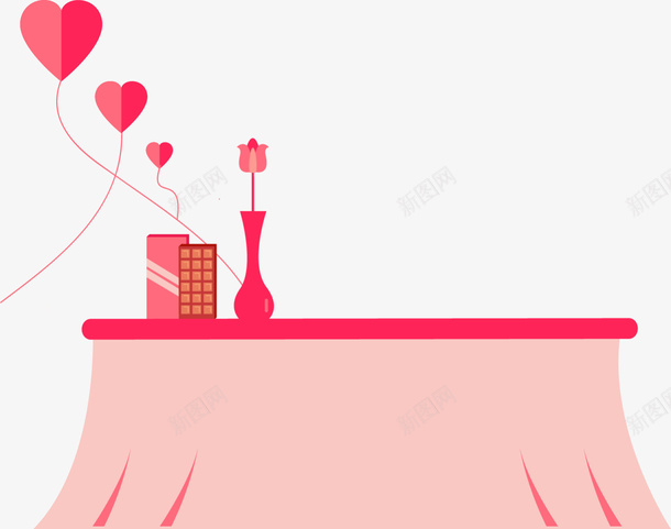粉色情人节约会桌子png免抠素材_新图网 https://ixintu.com LOVE 婚庆 情人节 浪漫 爱心气球 爱情 约会桌子