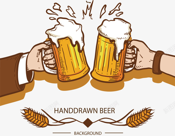 手绘派对啤酒干杯矢量图ai免抠素材_新图网 https://ixintu.com 啤酒干杯 啤酒碰杯 干一杯 干杯 干杯朋友 手握啤酒杯 朋友聚会 矢量png 矢量图 聚会干杯