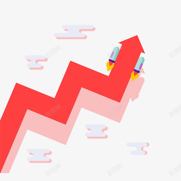 红色箭头png免抠素材_新图网 https://ixintu.com 分析 折线 箭头 红色 行情 走势图 趋势