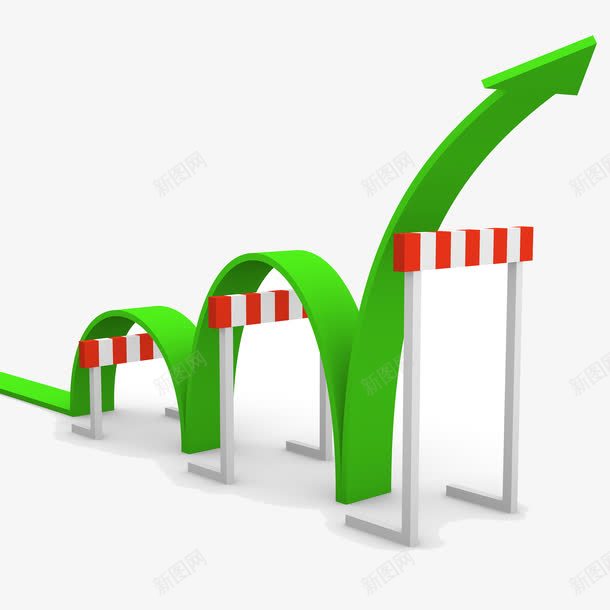 跨栏的绿色箭头png免抠素材_新图网 https://ixintu.com 数据分析 整体向上 绿色箭头 股市走势图 走势 跨栏