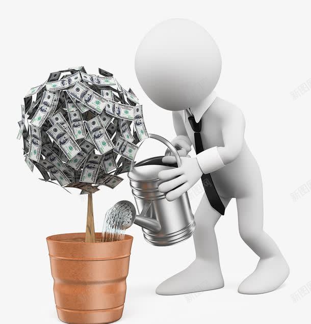 金钱树png免抠素材_新图网 https://ixintu.com 创意人物 商务 商务人士 商务人物 商务理财 硬币钱币 财富3D小人 金融男人 金钱树盆栽