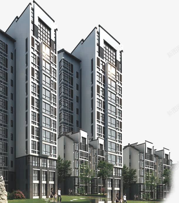 高楼大厦png免抠素材_新图网 https://ixintu.com 小区房 建筑 楼房 电梯房 高档