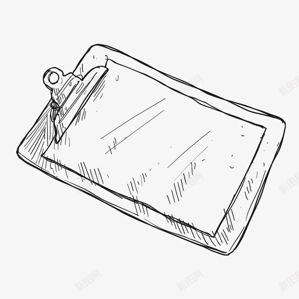 夹板纸张png免抠素材_新图网 https://ixintu.com 一个 卡通 夹板 学生用具 手绘 简笔 素描 线条