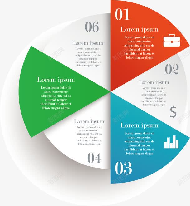 彩色饼状图图表png免抠素材_新图网 https://ixintu.com PPT 五饼 六分之一 分析 数据 红色 绿色 蓝色 饼状图
