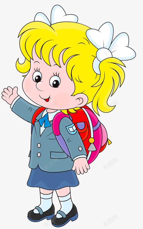 金发小学生png免抠素材_新图网 https://ixintu.com 书包 小学生 开心 金发