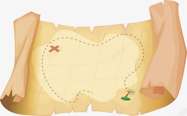 com 寻宝图 寻宝路线 海岛地图 矢量png 破旧 破旧的地图 藏宝图