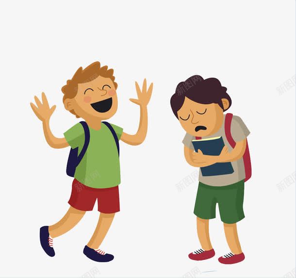 两种学生心态png免抠素材_新图网 https://ixintu.com 卡通 学生 心态 手绘