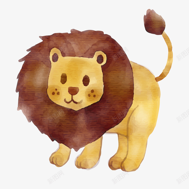 水彩手绘狮子动物矢量图ai免抠素材_新图网 https://ixintu.com 动物园 动物设计 卡通 手绘 水彩 狮子 矢量图