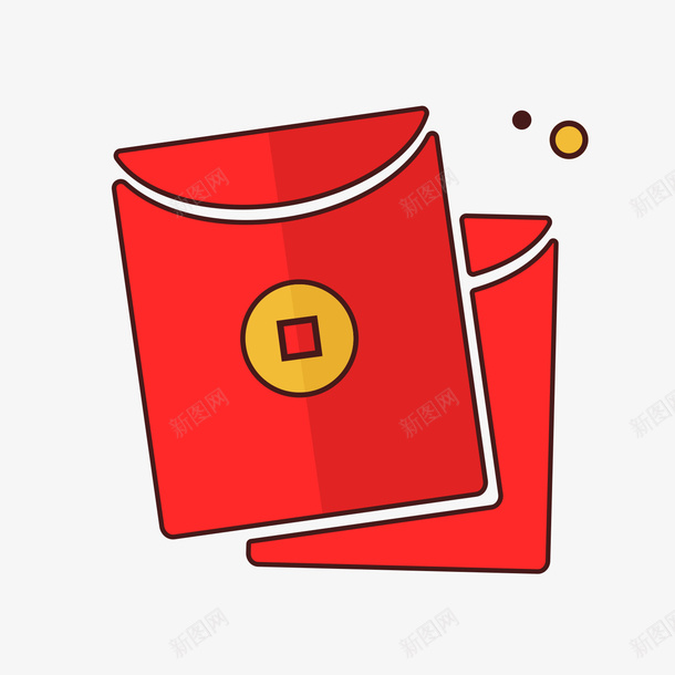 红色扁平化红包元素矢量图图标eps_新图网 https://ixintu.com 包装 卡通图标 扁平化 红包 红色 财富 金币 矢量图
