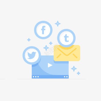 信息关联分享png免抠素材_新图网 https://ixintu.com facebook 信息 播放器 简约 蓝色 黄色