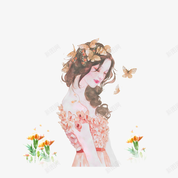 清新水彩时尚文静女孩psd免抠素材_新图网 https://ixintu.com 休闲 女人 女孩 少女 手绘 文静 文静女孩 时尚 水彩 活泼 清爽 潮流 窈窕 美女 美女水彩画 高贵