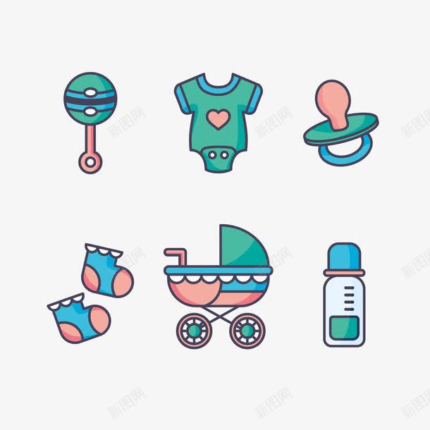 婴儿玩具用品png免抠素材_新图网 https://ixintu.com 人物 卡通 可爱 婴儿玩具 孩子 宝宝 小清新 扁平化设计 简约