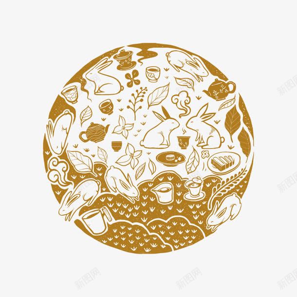 中国传统佳节png免抠素材_新图网 https://ixintu.com 中国传统佳节 中秋节 兔 圆月 月饼