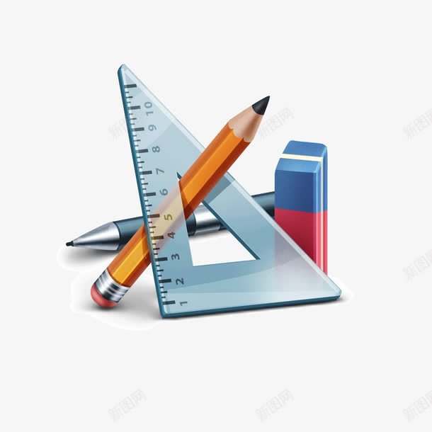 彩色三角板png免抠素材_新图网 https://ixintu.com 三角 刻度 商务 彩色 数学 橡皮 渐变 蓝色 质感 黄色