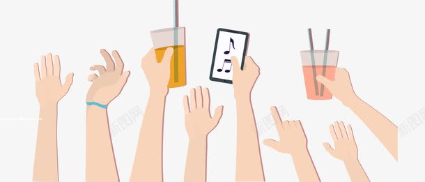 卡通高举双手的人png免抠素材_新图网 https://ixintu.com 举手 人 人举手 人群 卡通 手势 手拿饮料 手掌 手臂 挥手 高举手臂