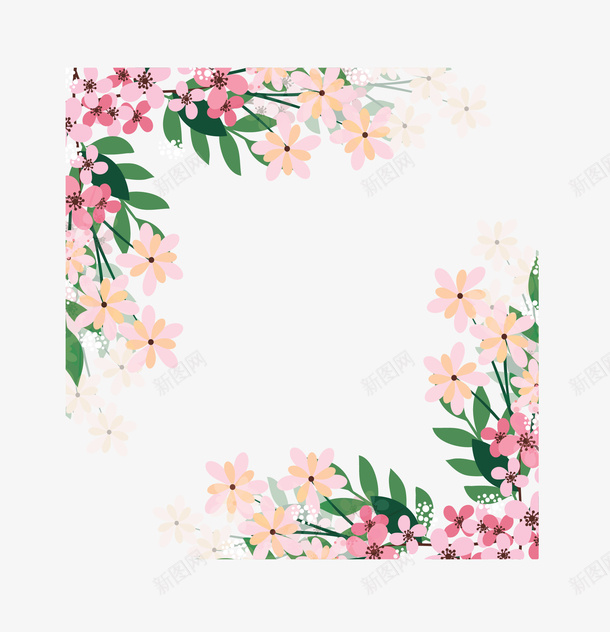 粉红花丛婚礼请帖png免抠素材_新图网 https://ixintu.com 婚礼请帖 矢量png 粉红花丛 花丛边框 花藤边框 邀请函