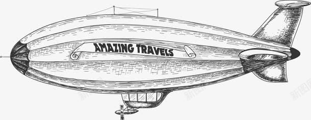 飞艇png免抠素材_新图网 https://ixintu.com 免费矢量 免费矢量下载 复古 手绘 插画 热气球 飞艇 飞行工具
