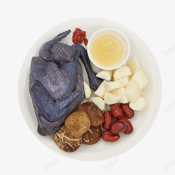 养生乌鸡汤的食材png免抠素材_新图网 https://ixintu.com 乌鸡 健康营养美食 养生食物 大枣 美食 食材 餐饮 饭店