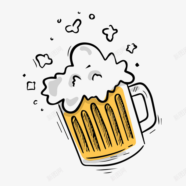 卡通啤酒杯装满啤酒矢量图ai免抠素材_新图网 https://ixintu.com 卡通 啤酒 啤酒杯 啤酒沫 喷溅 手绘 纹理 质感 矢量图