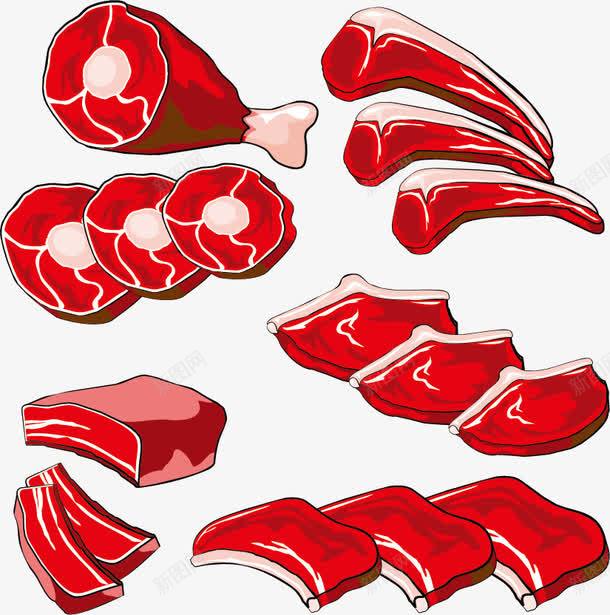 新鲜的肉类模板png免抠素材_新图网 https://ixintu.com 3 五花肉 排骨 新鲜的肉类矢量素材图片下载 火腿肠 牛排 牛肉 猪肉 矢量素材 肉类 营养 转换 食物