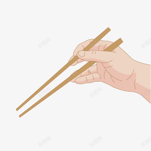 手拿筷子png免抠素材_新图网 https://ixintu.com 一双 卡通 手 手绘 木质 棕色的 筷子 简图 餐具