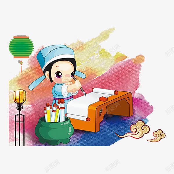 古人学习png免抠素材_新图网 https://ixintu.com 书法学习 书法班 书法练习 古人 毛笔字 灯笼
