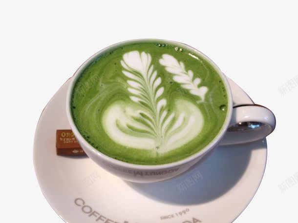 一杯绿茶拿铁png免抠素材_新图网 https://ixintu.com 下午茶 咖啡杯 拿铁 美食 茶叶