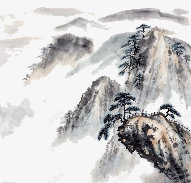 优美江南山水风景图png免抠素材_新图网 https://ixintu.com 工笔画 彩绘 水墨画 风景 风水