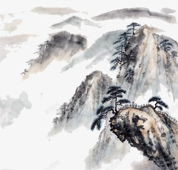 com 工笔画 彩绘 水墨画 风景 风水