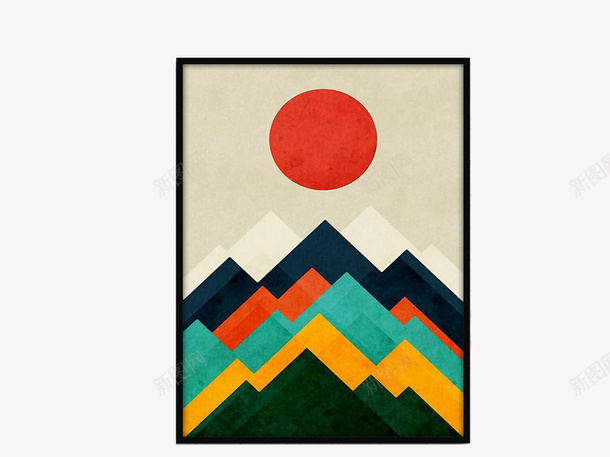 初生太阳几何装饰画png免抠素材_新图网 https://ixintu.com 不规则图形 几何小图形 家具家居 彩色 立体 装饰 装饰画