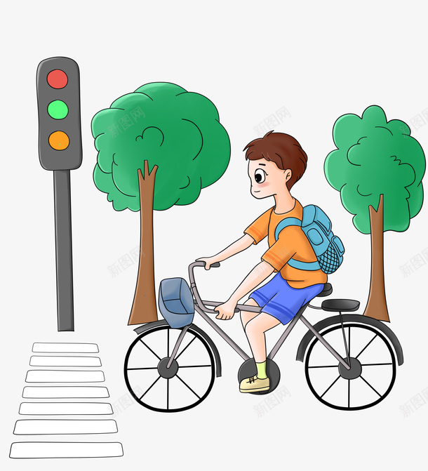 卡通骑车上学的学生png免抠素材_新图网 https://ixintu.com 创意 动漫动画 卡通手绘 简约 绿色出行 骑车上学的学生