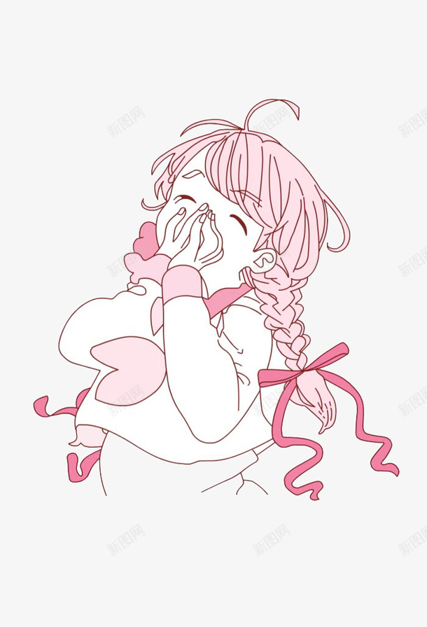 软萌少女png免抠素材_新图网 https://ixintu.com 卡通人物 可爱 女孩 少女 开心 插图 简笔图