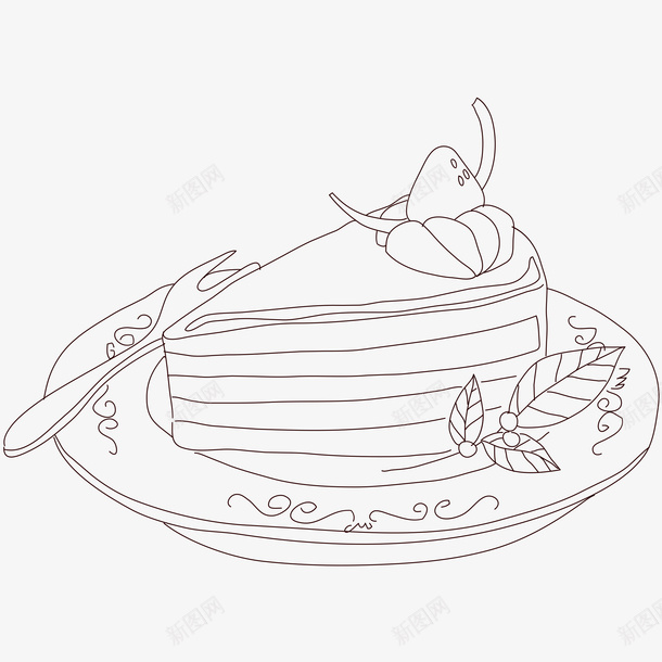 手绘线条蛋糕线条图标
