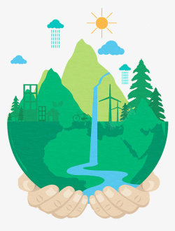环保公益主题插图节约水资源素材