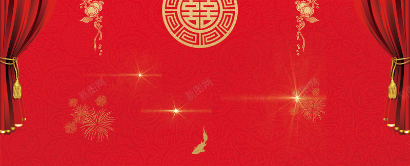 结婚喜庆烫金喜子简约红色bannerpsd设计背景_新图网 https://ixintu.com 中式婚礼 喜庆 婚庆 婚礼 小清新 文艺 梦幻 浪漫 简约 结婚 结婚季 花瓣 西式婚礼