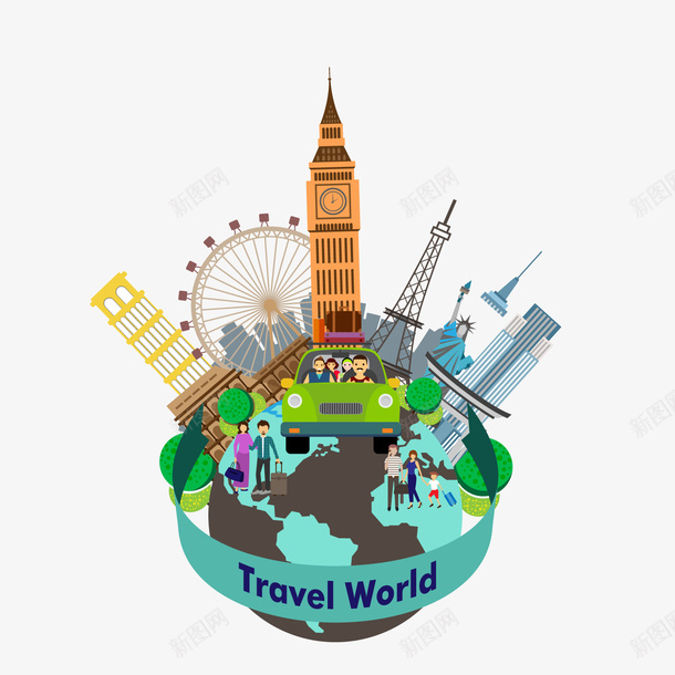 环球旅游和世界著名建筑png免抠素材_新图网 https://ixintu.com 世界旅游 出国旅游 国外旅游 度假 旅游 旅游展架 旅行 环球旅游 自驾游