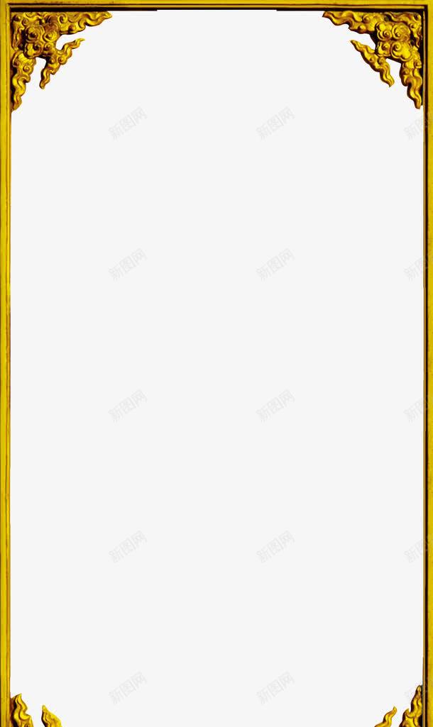 黄金门框雕花png免抠素材_新图网 https://ixintu.com 中国风 窗框 门框 黄金色雕花