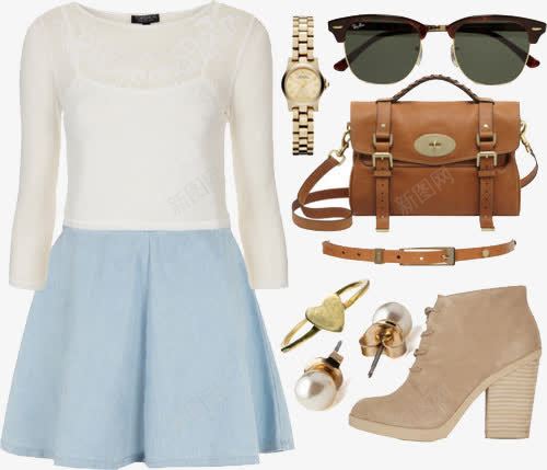 白色蕾丝长袖png免抠素材_新图网 https://ixintu.com 墨镜 女装 手表 服饰搭配 高跟鞋