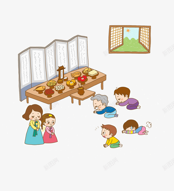 学习礼仪的人们png免抠素材_新图网 https://ixintu.com 卡通 商务 壁纸 封面 少数民族 彩色 手绘 插图 礼仪 贡品