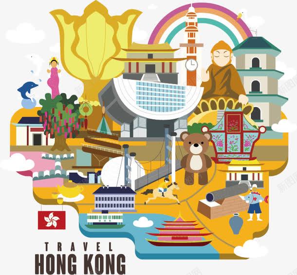 手绘香港景色矢量图ai免抠素材_新图网 https://ixintu.com 中华人民共和国香港特别行政区 中国香港 佛像 图 彩虹 我爱香港 手绘 手绘建筑 旅行景点 游轮 矢量图 紫荆花 金紫荆 香港 香港区旗 香港卡通 香港旅游