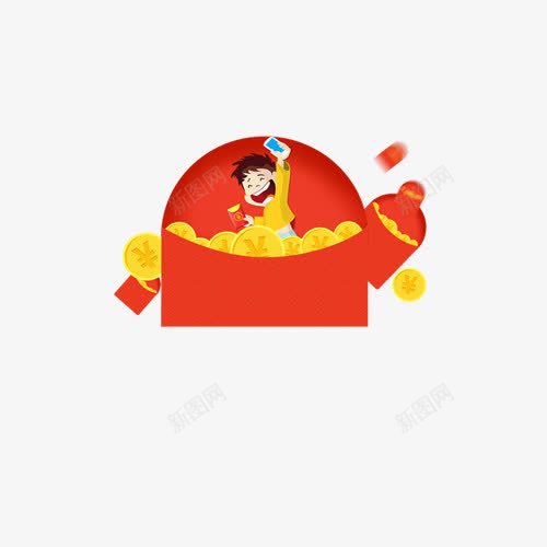 红包png免抠素材_新图网 https://ixintu.com 促销 卡通 卡通人物 抢优惠 抢红包